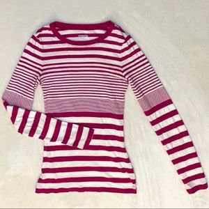 100% Cotton Pink Striped Long Sleeve Top XS